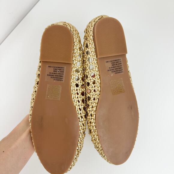 J.Crew Crewcuts Girls Basketweave Ballet Flats Metallic Gold Preppy K3 NEW - Picture 9 of 12